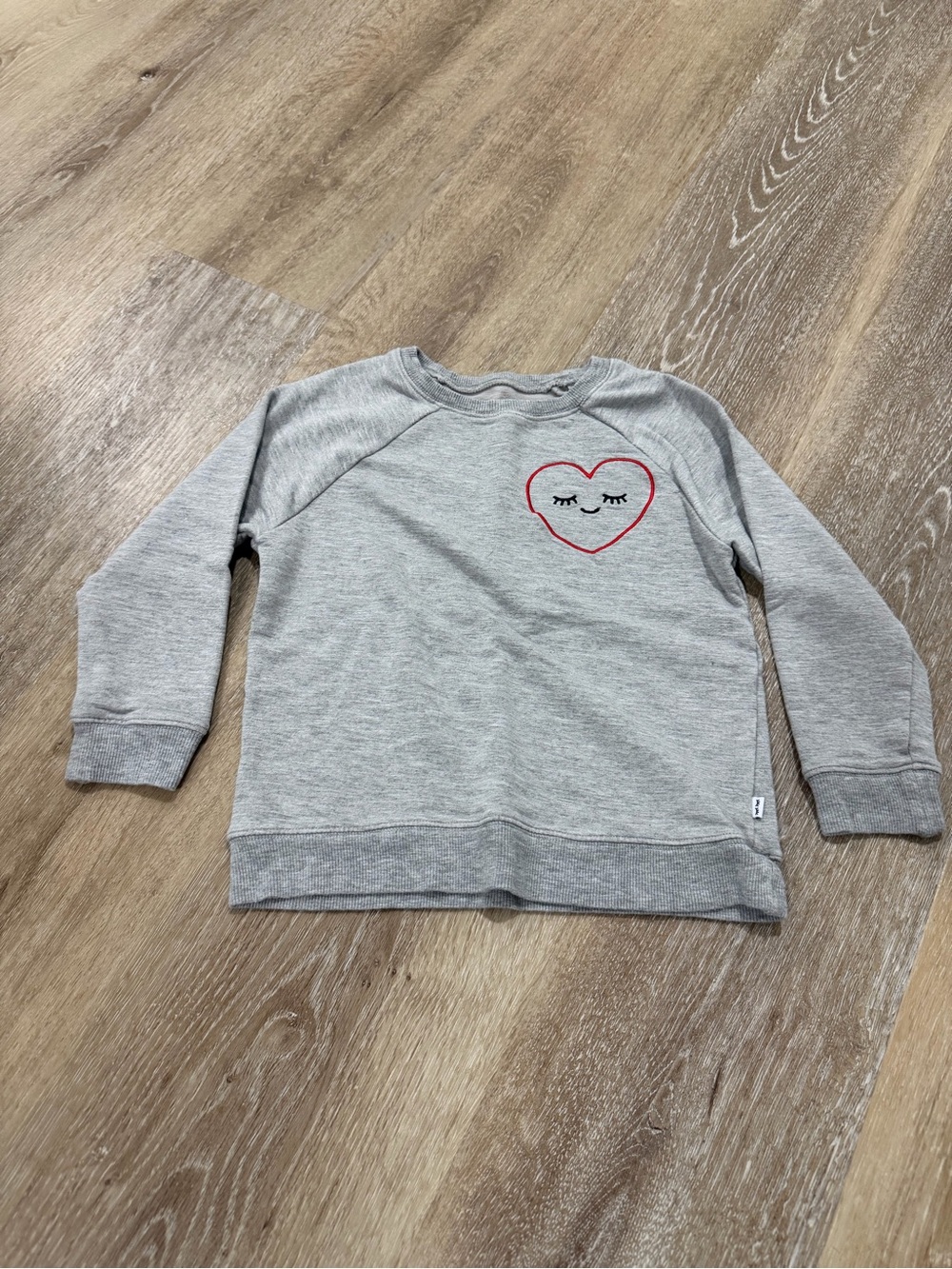 Girls' Little Sleepies Play Grey Sweatshirt with Heart Embroidery Size 5